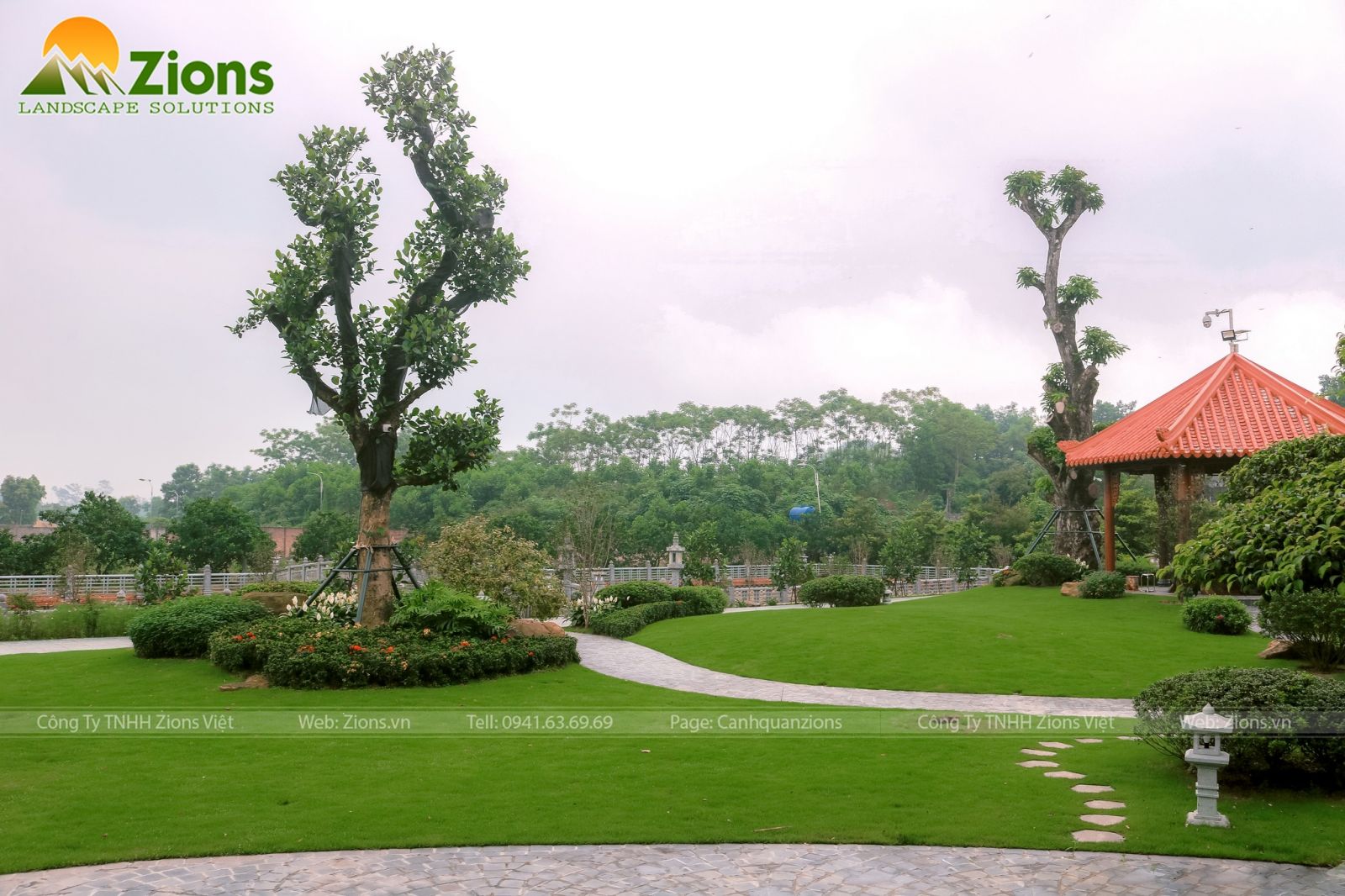 Thiết kế sân vườn biệt phủ đẳng cấp - zions